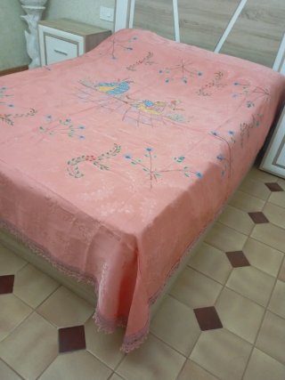Colcha de seda San Leucio pintada a mano