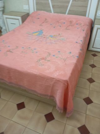 Colcha de seda San Leucio pintada a mano