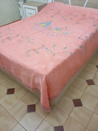 Colcha de seda San Leucio pintada a mano