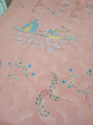 Colcha de seda San Leucio pintada a mano