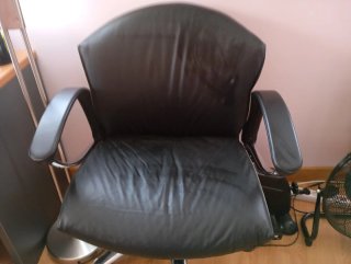 2 Sillones de Piel Negros y Beige