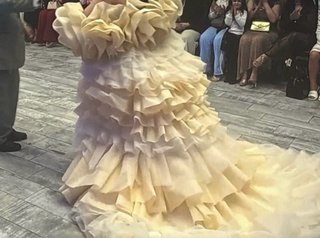 Vestido de Novia Beige/Dorado con Piedras