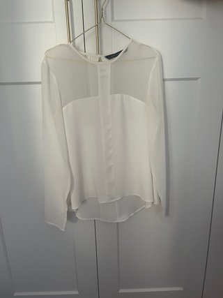 Blusa Zara Blanca Transparente Talla XS