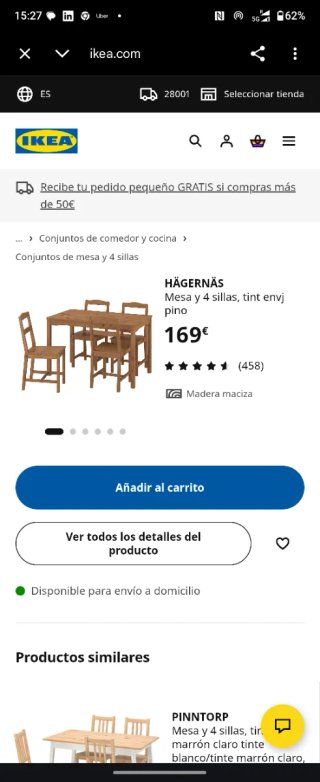 Juego Comedor Ikea Hägernäs Madera