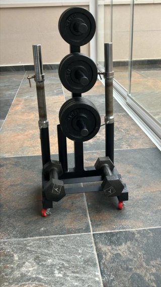 Rack Soporte Discos y barras de pesas y mancuernas