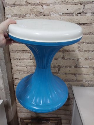 Taburete Retro Vintage Azul y Blanco