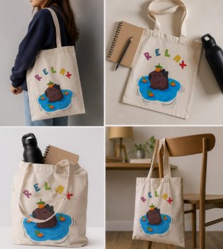 Bolso Tote con dibujo de capibara