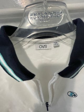 Maglietta polo OVS bianca con zip sei sette anni