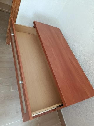 Tocador 4 cajones madera y cristal