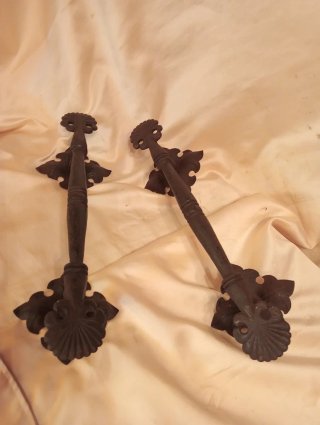 TIRADORES PUERTA ANTIGUOS DOBLES FORJA ORIG