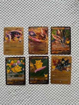 6 Cartas Pokémon Doradas Edición Limitada