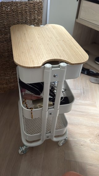 Carrito Auxiliar Bambú y Metal Ajustable