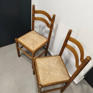 Sillas madera y mimbre vintage