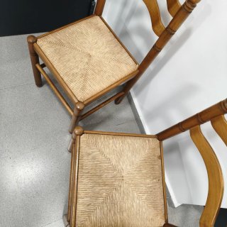 Sillas madera y mimbre vintage