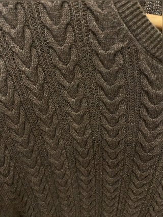 Massimo Dutti Cable Knit Brown Cotton Silk...