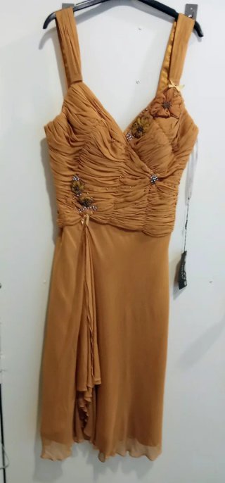 Vestido fiesta dorado/naranja talla L
