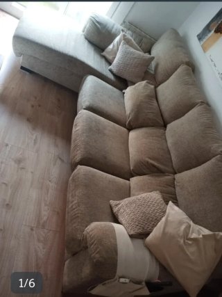 Sofá modular beige y marrón