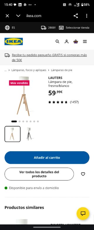 Lámpara de pie Ikea Lauters Madera tela