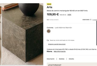 Mesa de centro Sklum Aria efecto mármol