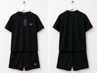 Conjunto Prada Negro Camiseta + Pantalón Corto