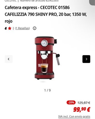 Cafetera Cecotec CAFFELIZZIA 790 SHINY PRO Roja