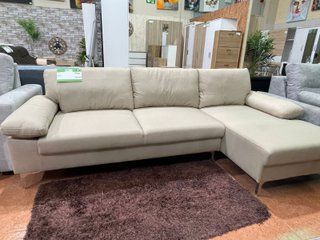 Sofá Chaise Longue 260cm Tela Beige/Gris