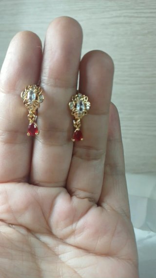 Cubanitas Chapado Oro 18 k Pendientes Vintage Rubi