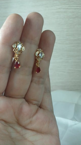 Cubanitas Chapado Oro 18 k Pendientes Vintage Rubi