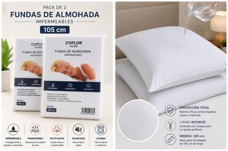 Pack 2 Fundas Almohada Impermeables 105cm