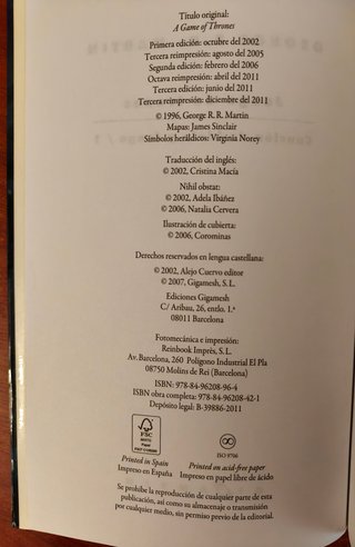 Colección Canción de Hielo y Fuego 5 Libros