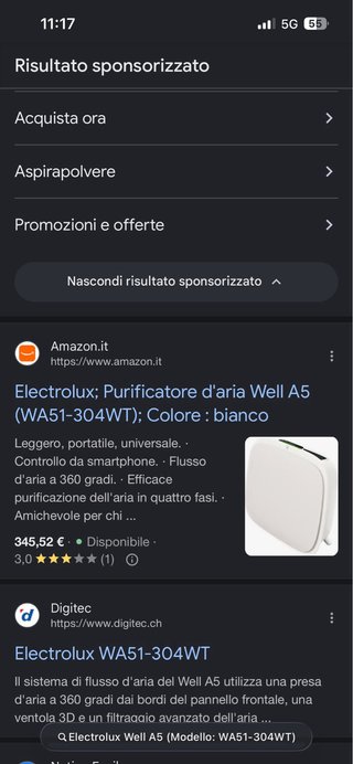 Purificatore d'aria Electrolux Well A5 NUOVO