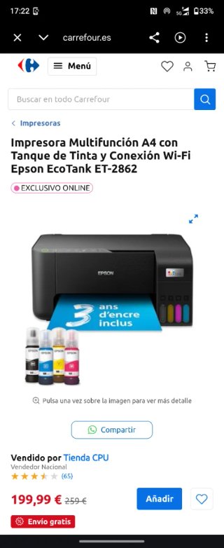 Impresora Epson Multifuncional A4 con tinta.