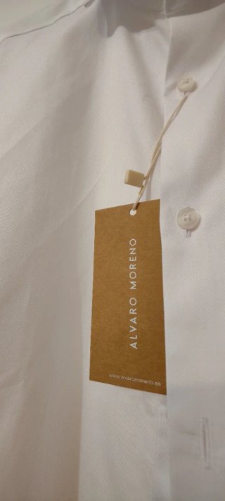 Camisa blanca de puño doble italiana