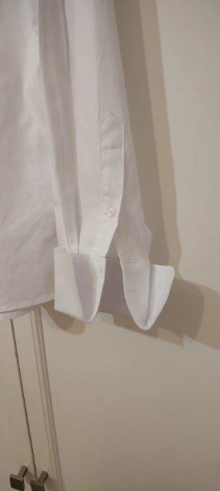 Camisa blanca de puño doble italiana