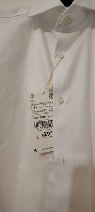Camisa blanca de puño doble italiana