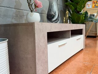 Mueble Bajo TV Beige y Blanco