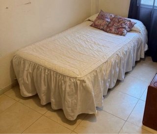 Colcha beig con encaje lenceborg 105x200