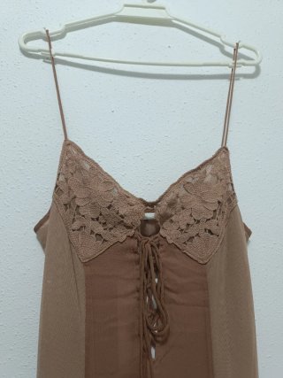 Vestido largo combinado crochet Zara talla S