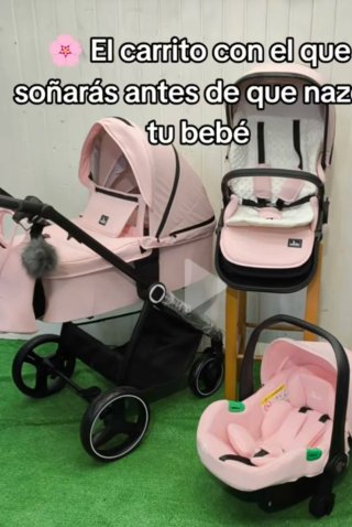 Carro de bebé rosa 2 piezas