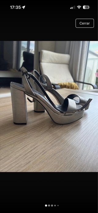 Sandalias tacón plataforma plateadas