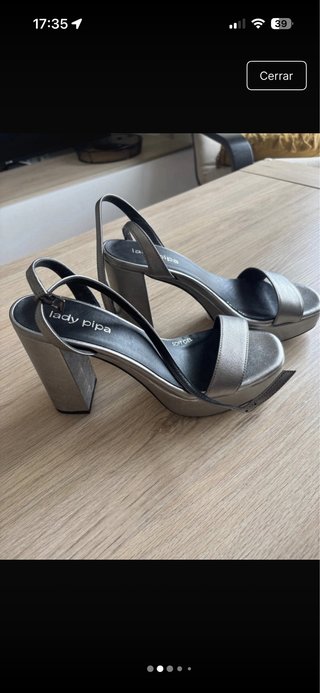 Sandalias tacón plataforma plateadas