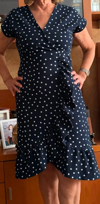 Vestido lunares azul y blanco
