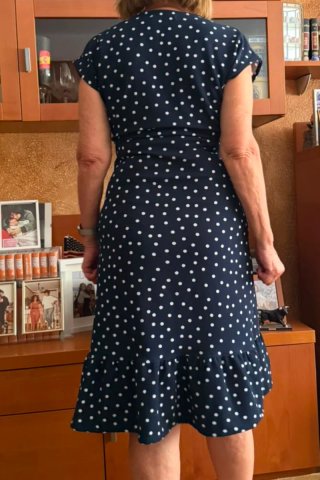 Vestido lunares azul y blanco