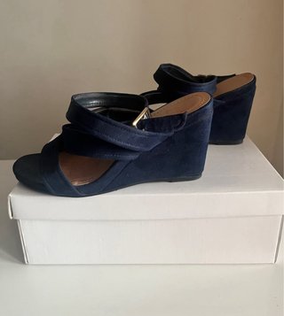 Sandali RoccoBarocco blu con zeppa