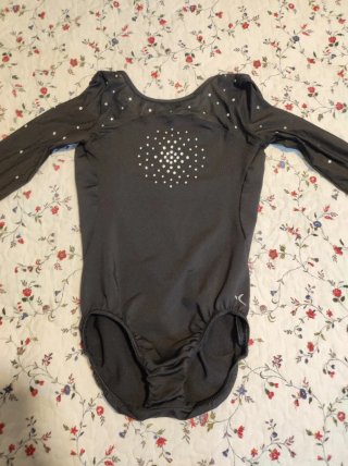Maillot gimnasia negro pedrería