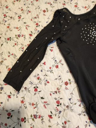 Maillot gimnasia negro pedrería