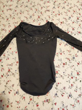 Maillot gimnasia negro pedrería