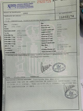 Carretilla Uromac 4x4 con 1746 horas