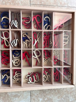 Letras madera cursiva para aprender