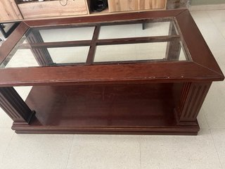 Mesa de centro madera y cristal rectangular